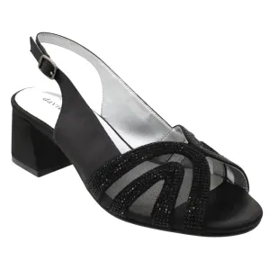 David Tate Desire Black Satin Heel Sandal (Womens)
