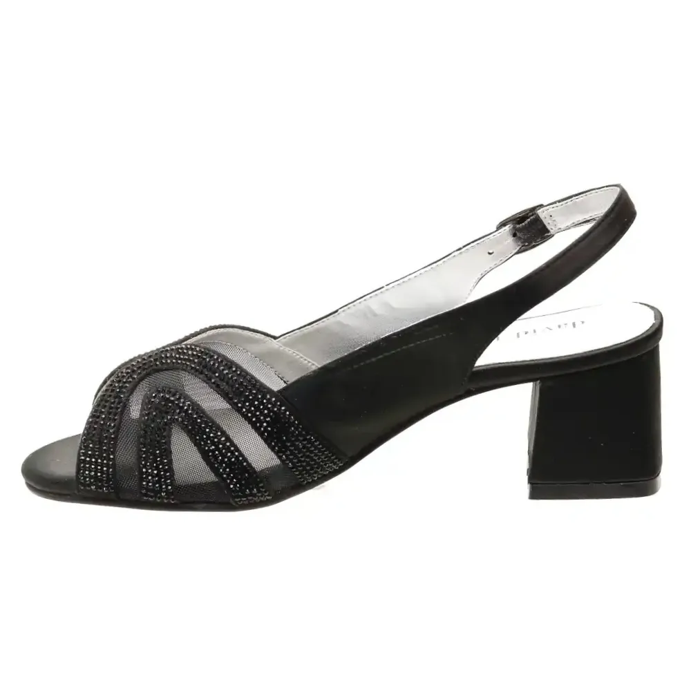 David Tate Desire Black Satin Heel Sandal (Womens)