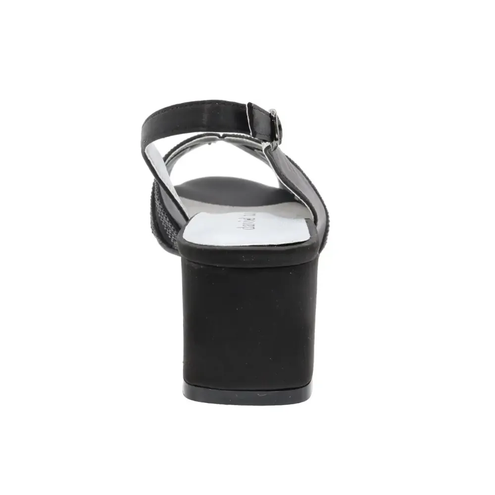 David Tate Desire Black Satin Heel Sandal (Womens)