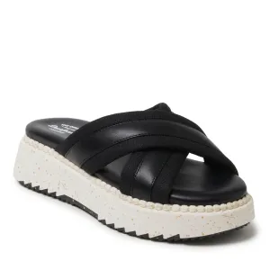 Dearfoams Women's Daisy Cross Strap Platform Sandal