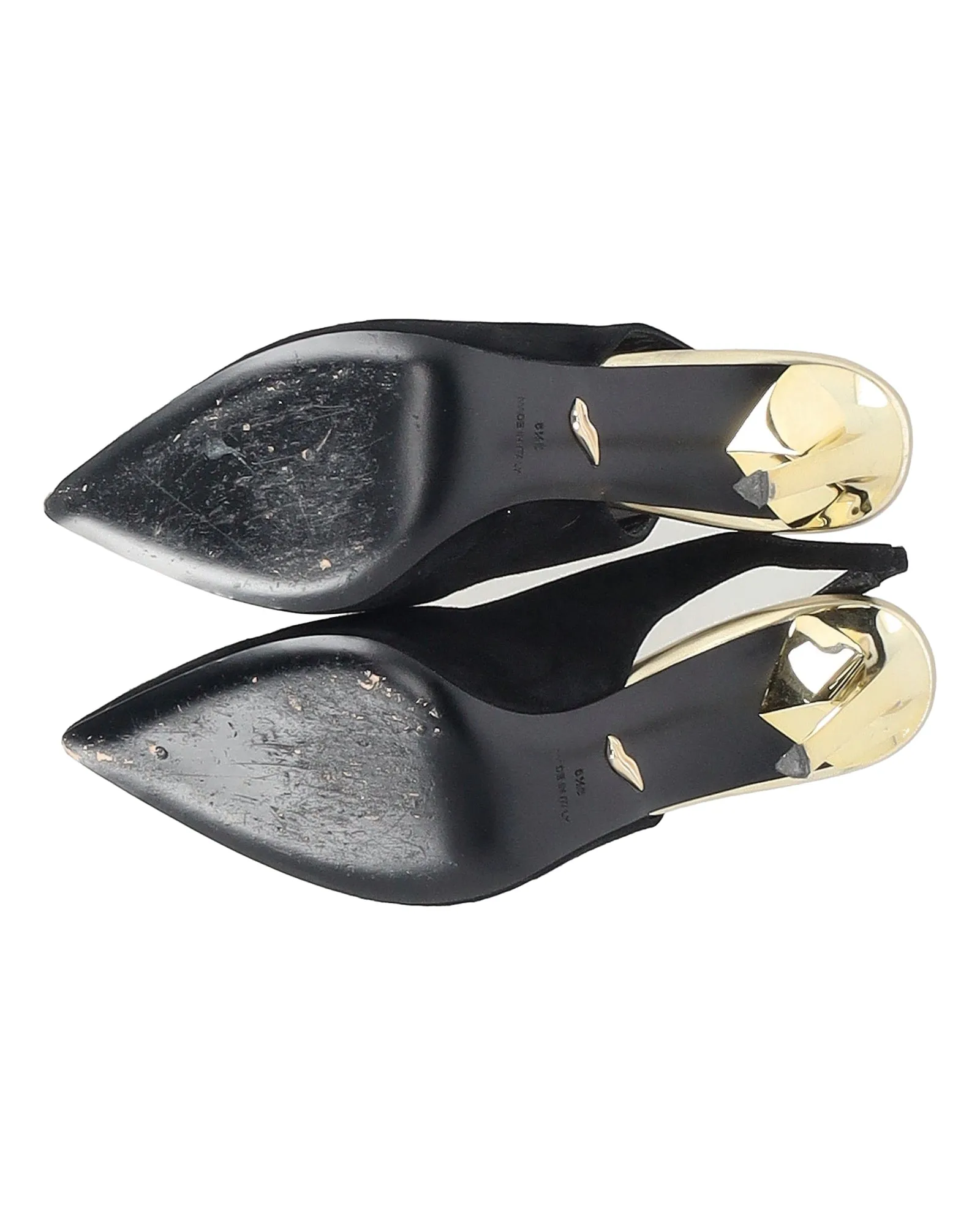 Diane Von Furstenberg Slingback Pumps with Metallic Heel in Black Suede