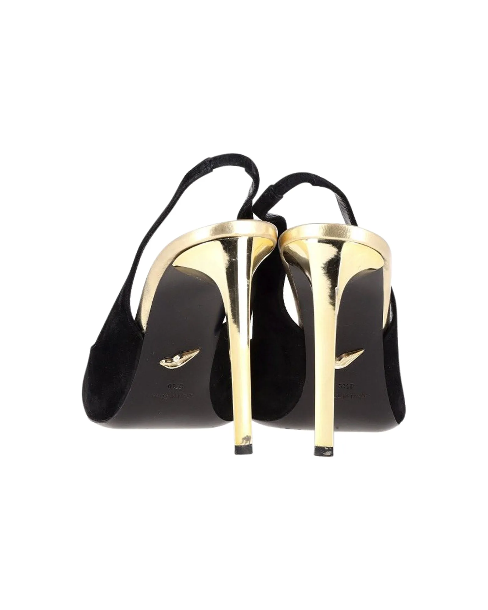 Diane Von Furstenberg Slingback Pumps with Metallic Heel in Black Suede