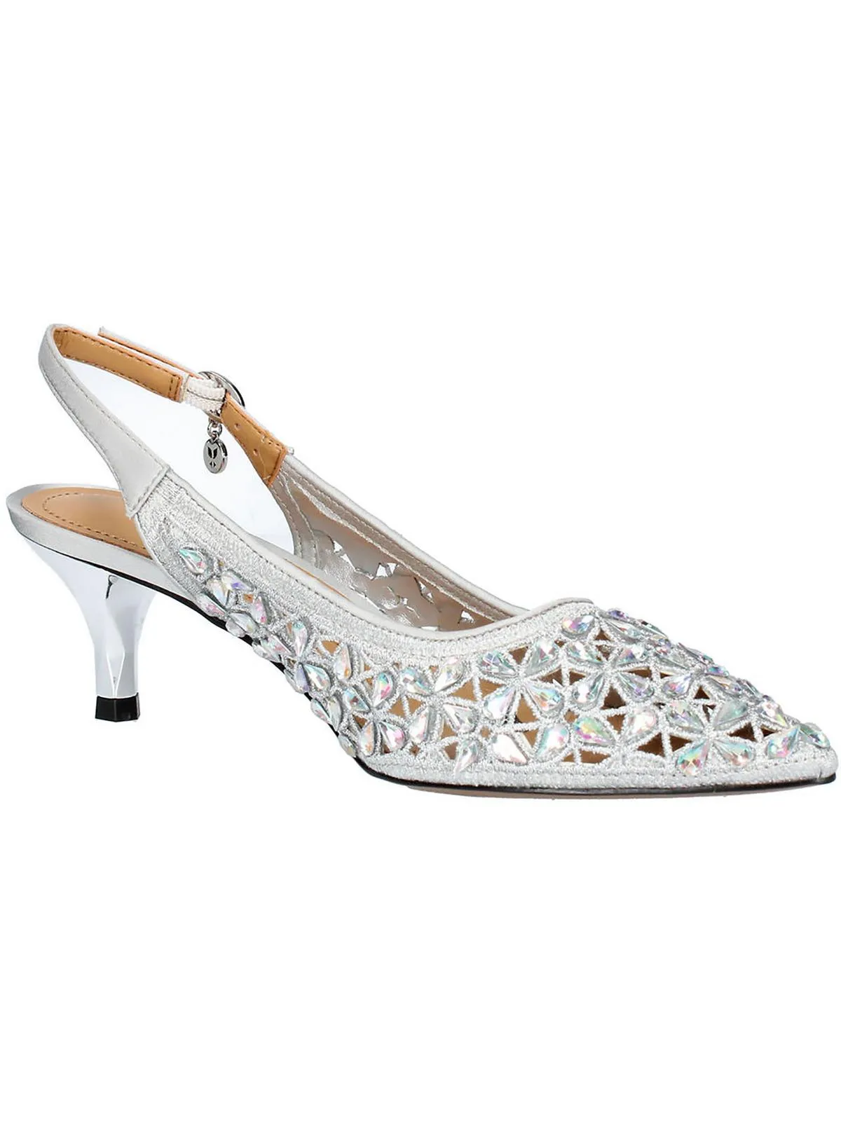 Diyara Womens Rhinestone Slip On Slingback Heels