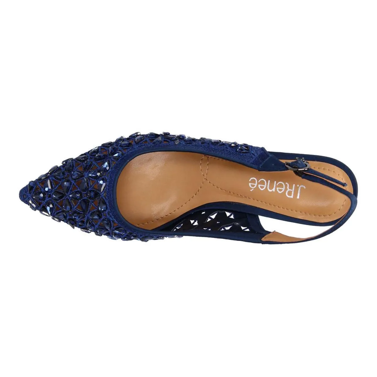 Diyara Womens Rhinestone Slip On Slingback Heels