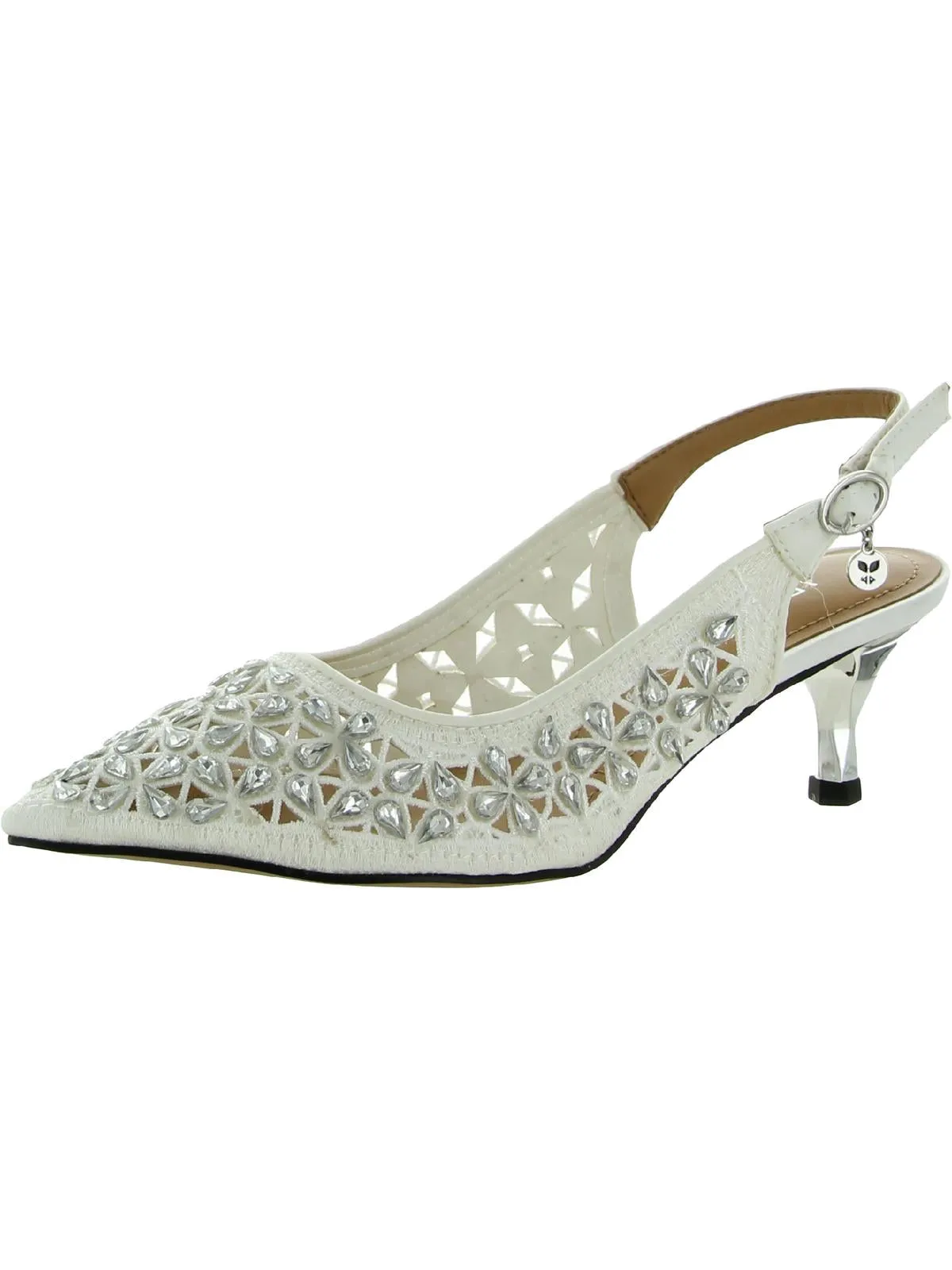 Diyara Womens Rhinestone Slip On Slingback Heels