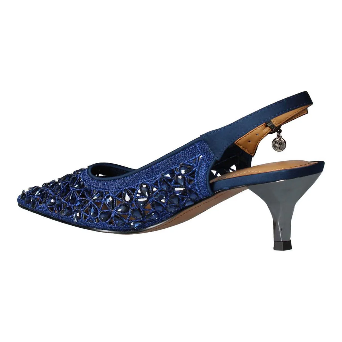 Diyara Womens Rhinestone Slip On Slingback Heels