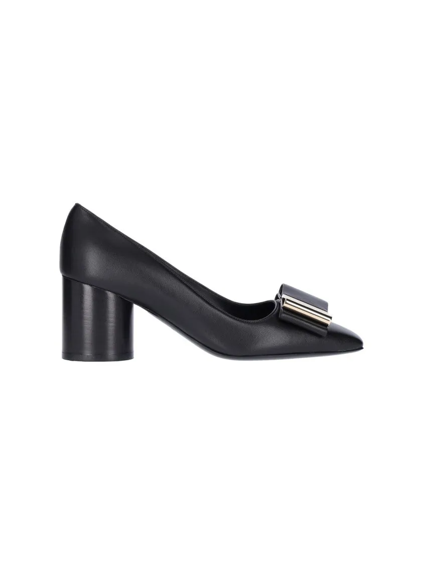 Doppio Fiocco Pumps In Black Leather