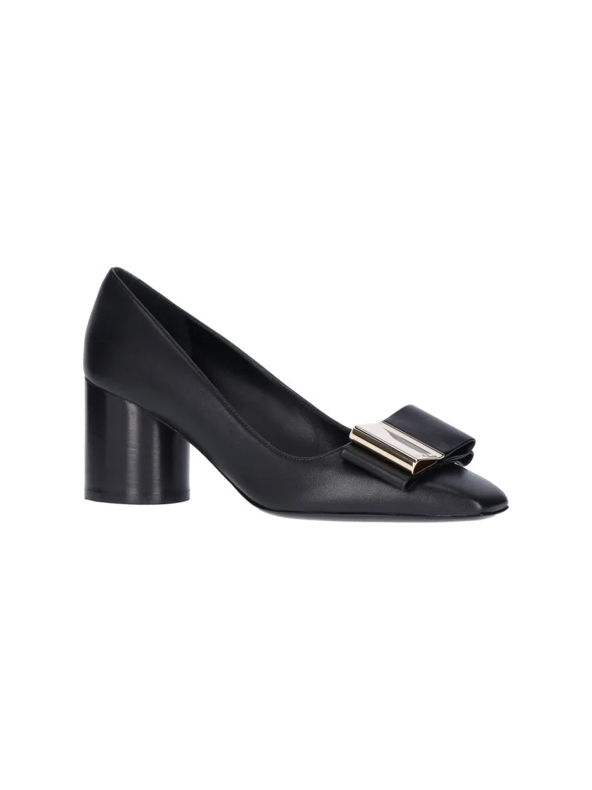 Doppio Fiocco Pumps In Black Leather