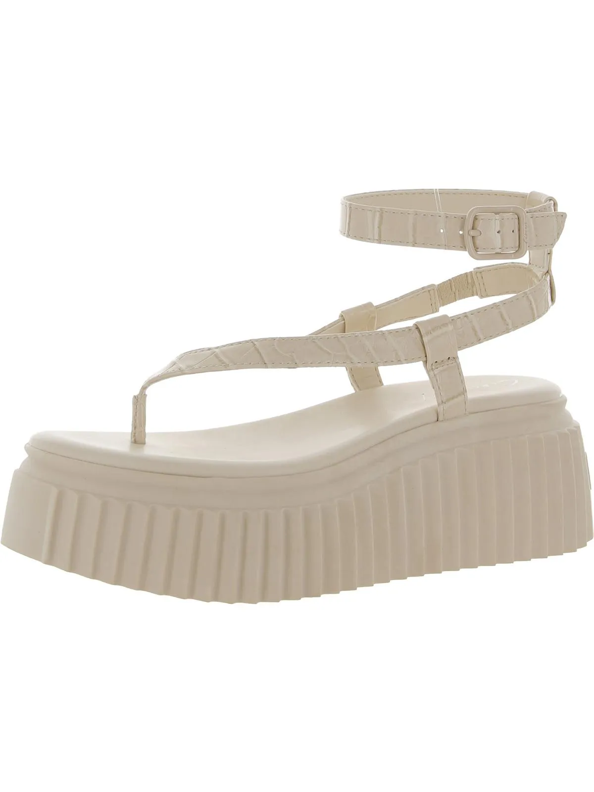 Elana Womens Buckle Ankle Strap Platform Sandals