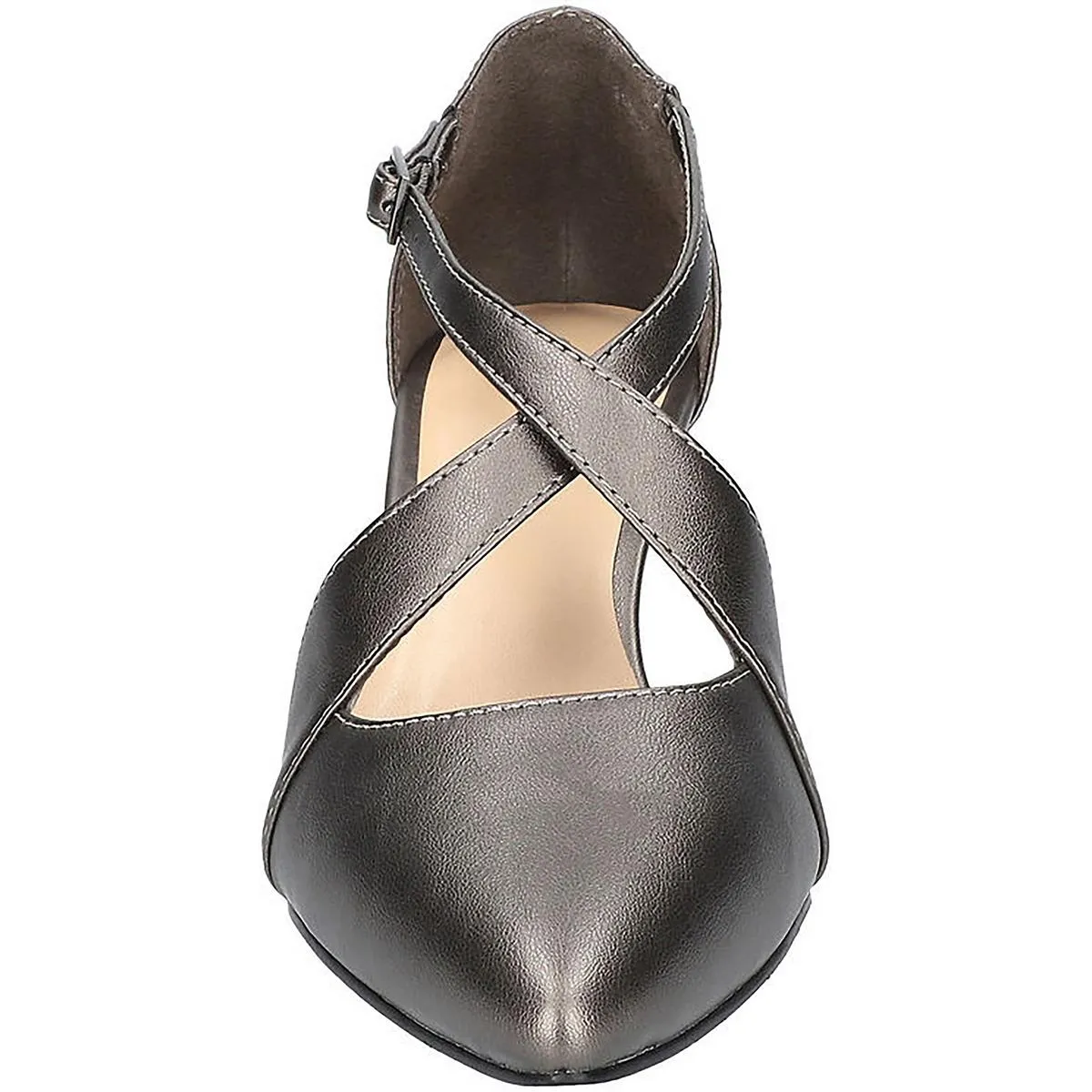 Elegance Womens Block Heel Metallic Pumps