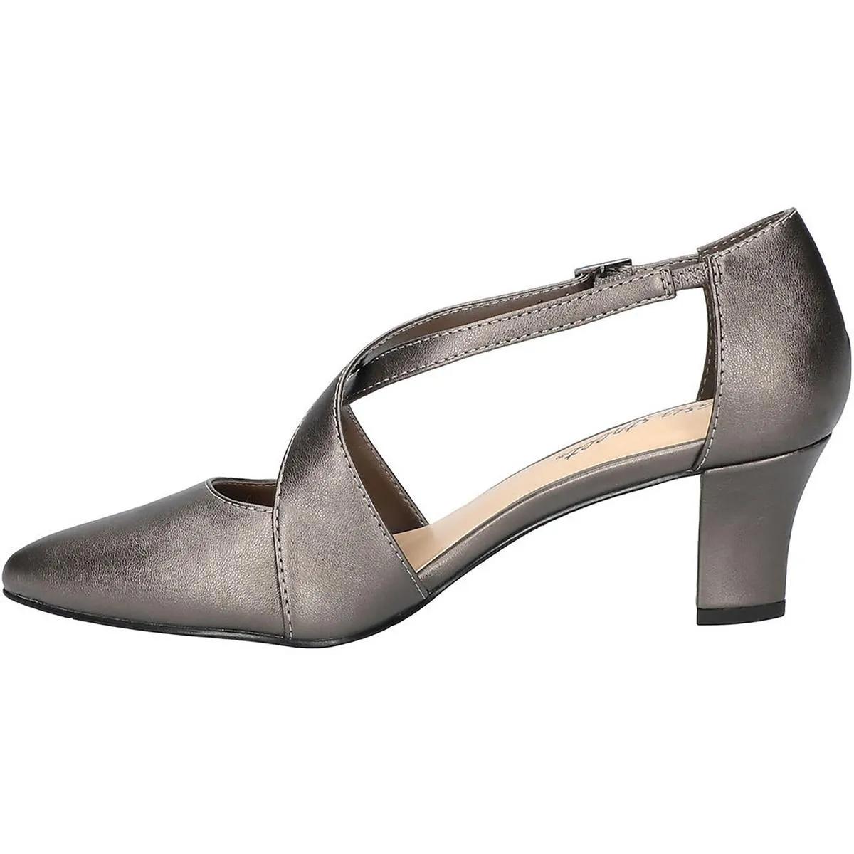 Elegance Womens Block Heel Metallic Pumps