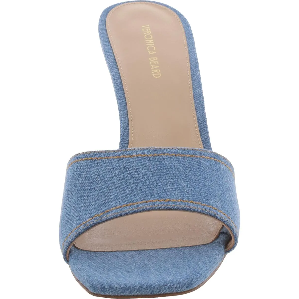Ellen Womens Denim Square Toe Wedge Sandals