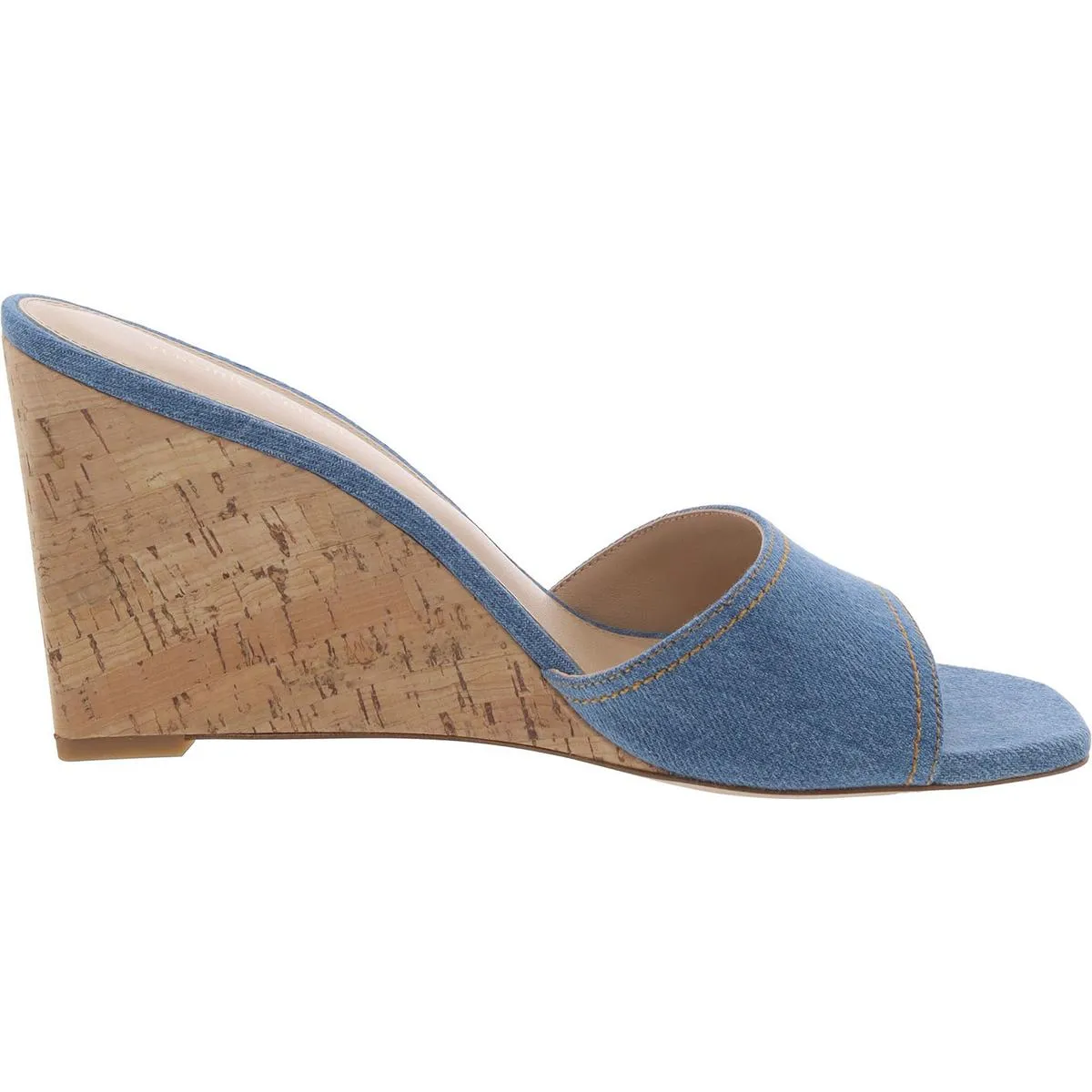 Ellen Womens Denim Square Toe Wedge Sandals