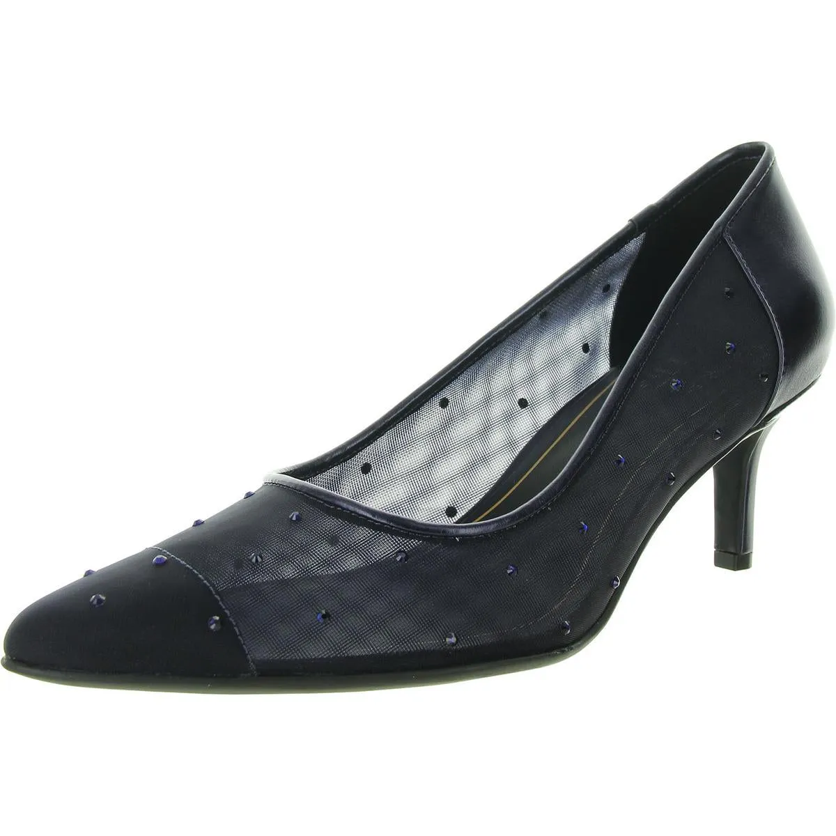 Everly4 Womens Faux Leather Mesh Pumps