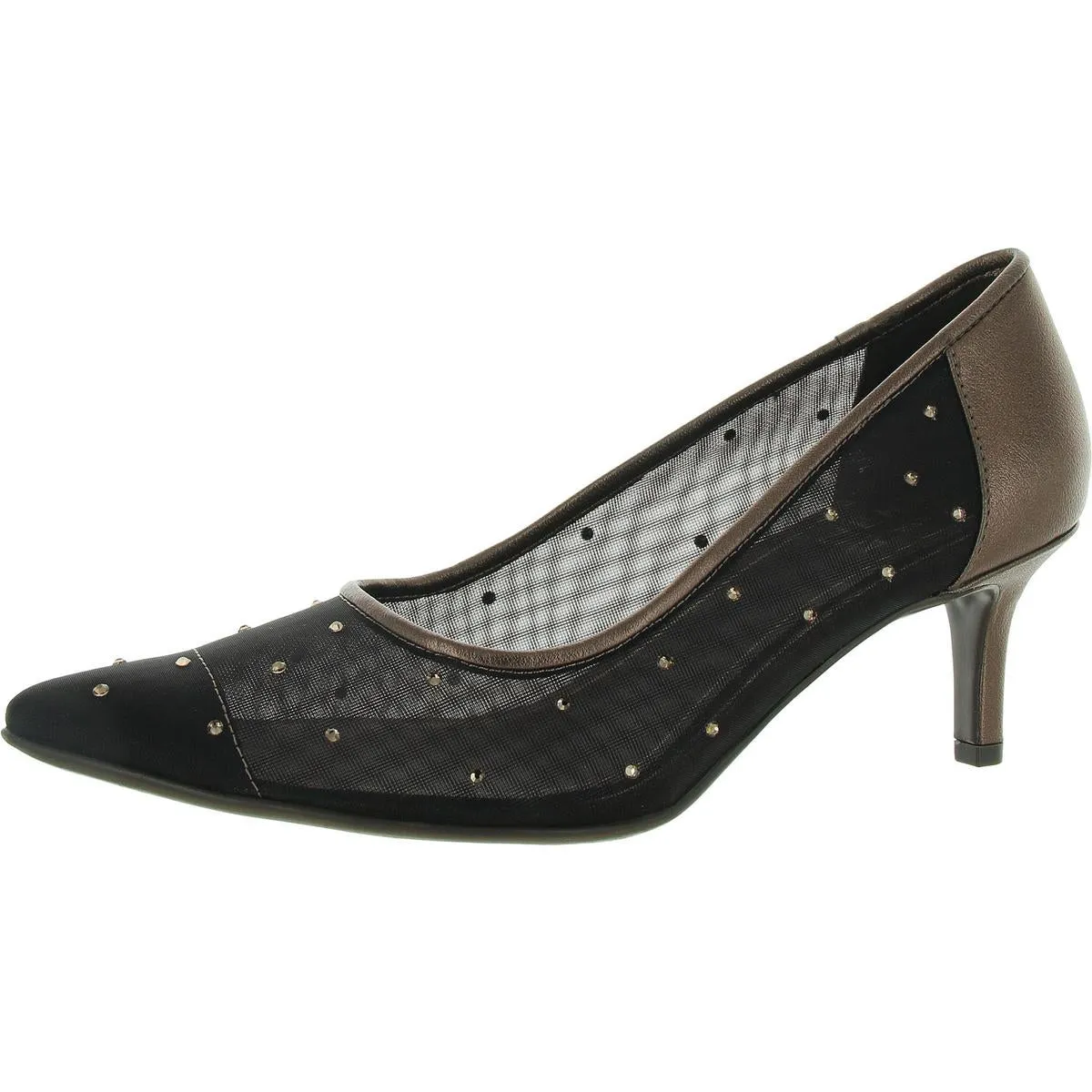Everly4 Womens Faux Leather Mesh Pumps