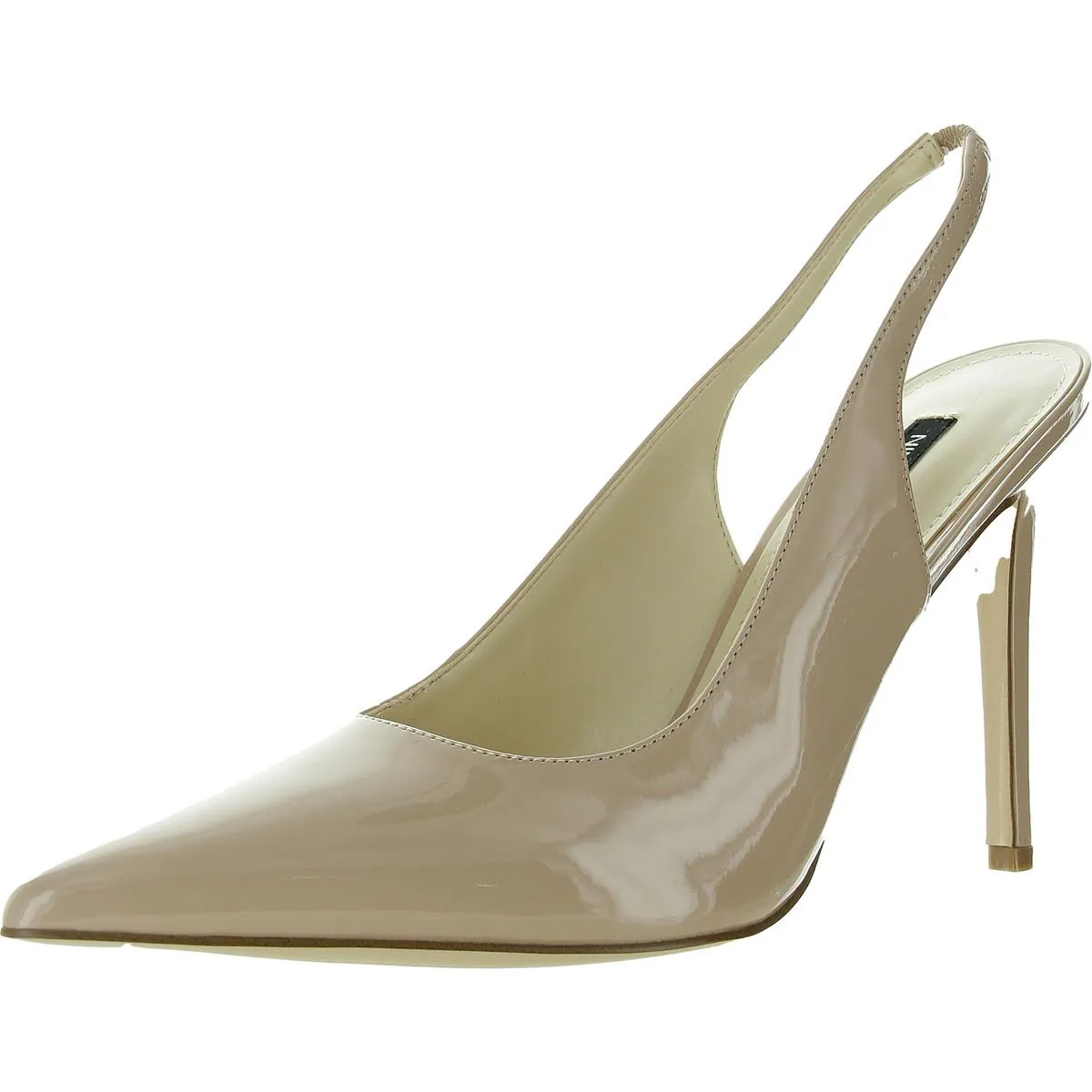 Feather 3 Womens Patent Pointed Toe Slingback Heels