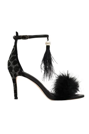 Feathered Heel In Solid Black