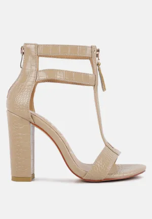 felicity zip up croc textured sandals