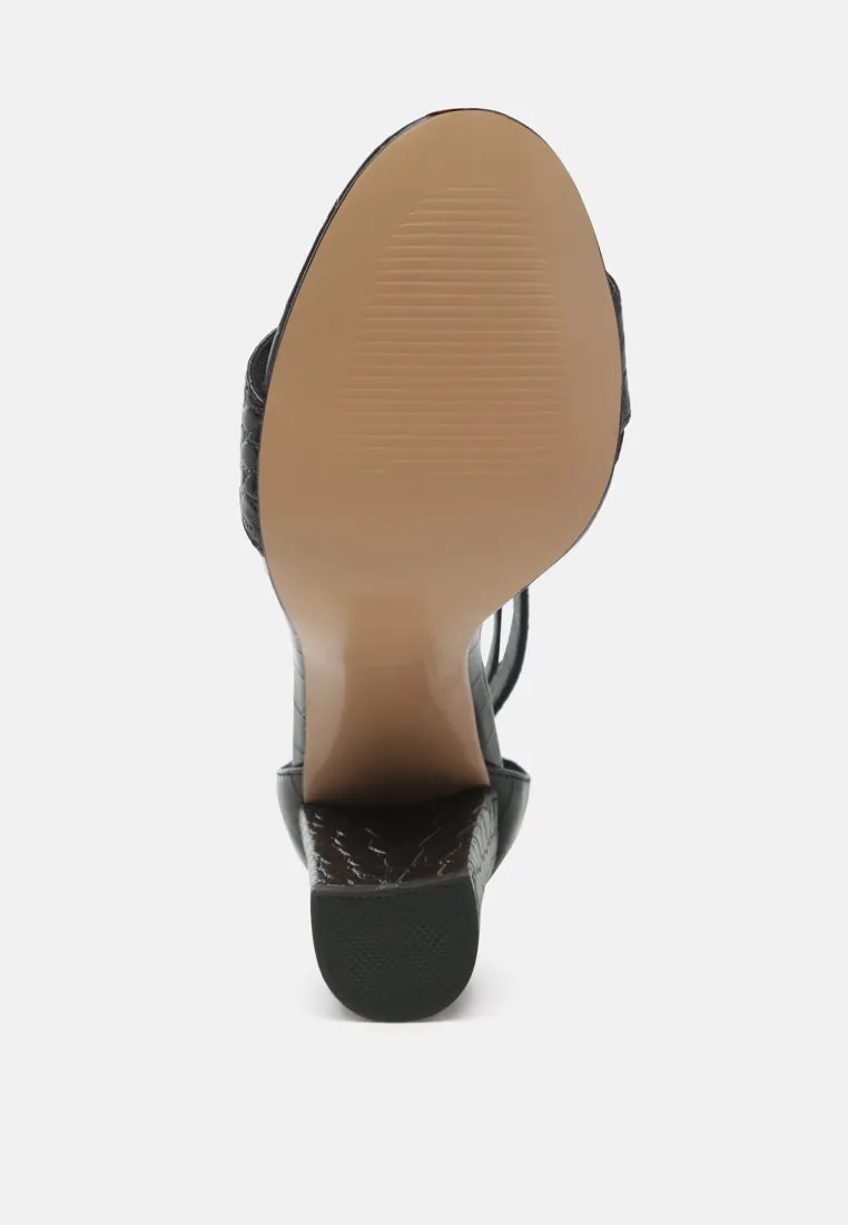 felicity zip up croc textured sandals