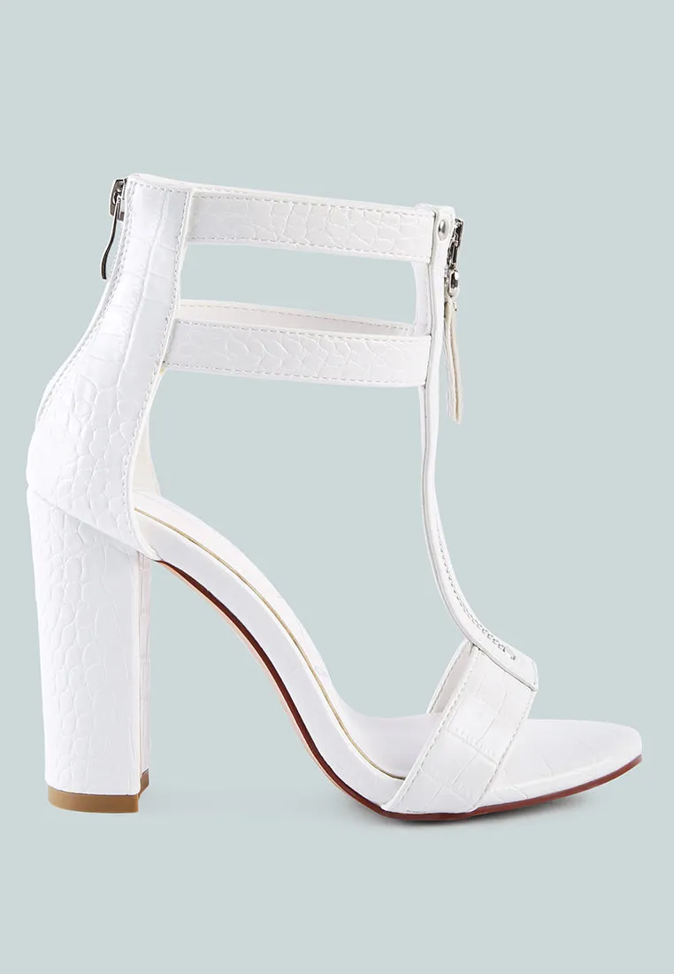 felicity zip up croc textured sandals