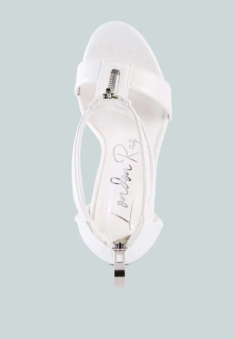 felicity zip up croc textured sandals