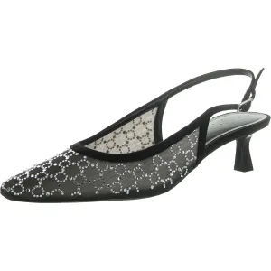 Gemini 2 Womens Faux Suede Rhinestone Slingback Heels