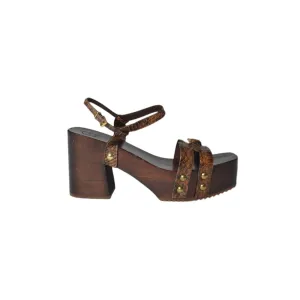 Giada Clogs In Brown Leather And Leather
