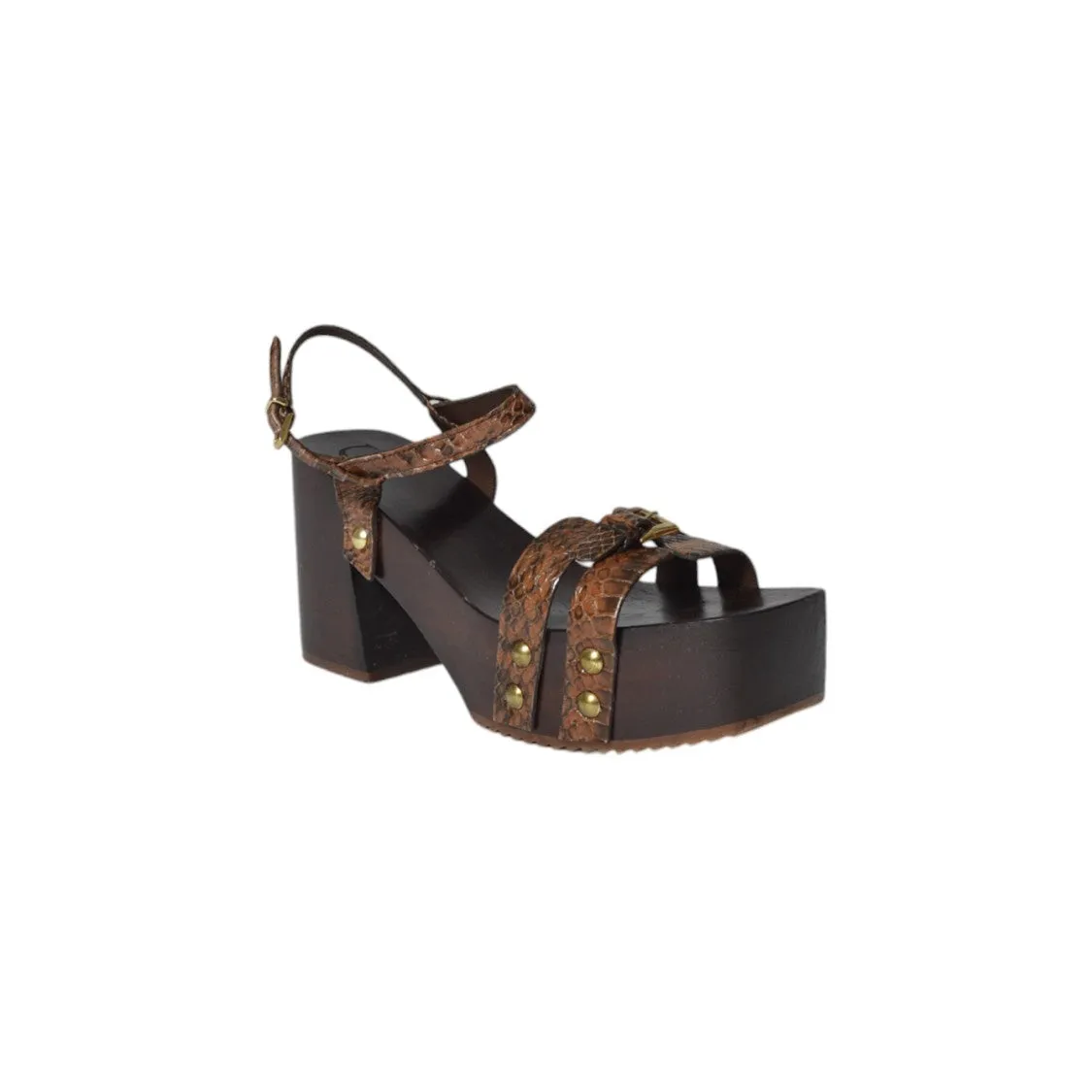 Giada Clogs In Brown Leather And Leather