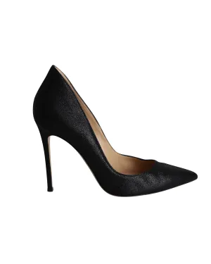 Gianvito Rossi Pointed-toe Textured Pumps in Black Leather