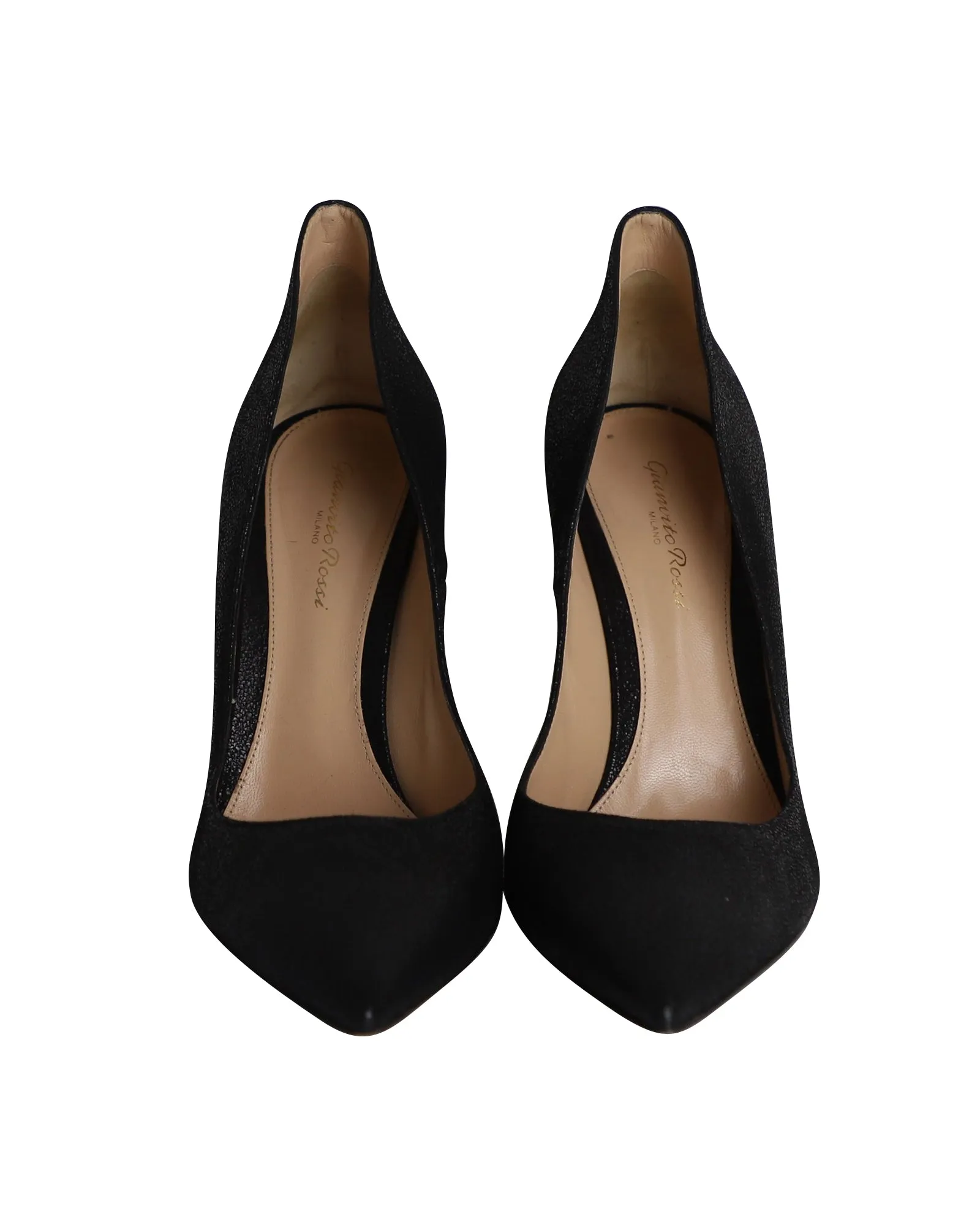 Gianvito Rossi Pointed-toe Textured Pumps in Black Leather