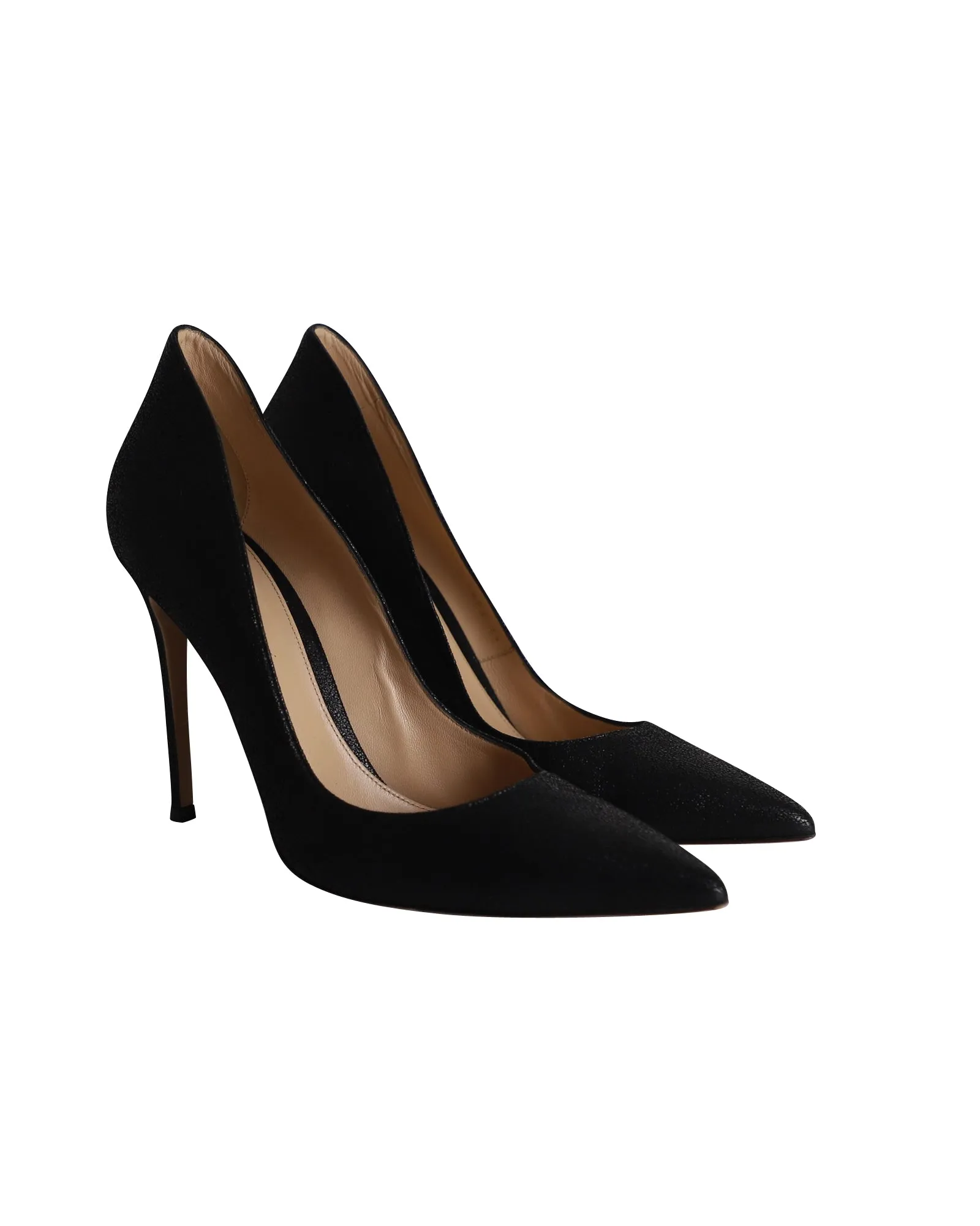 Gianvito Rossi Pointed-toe Textured Pumps in Black Leather