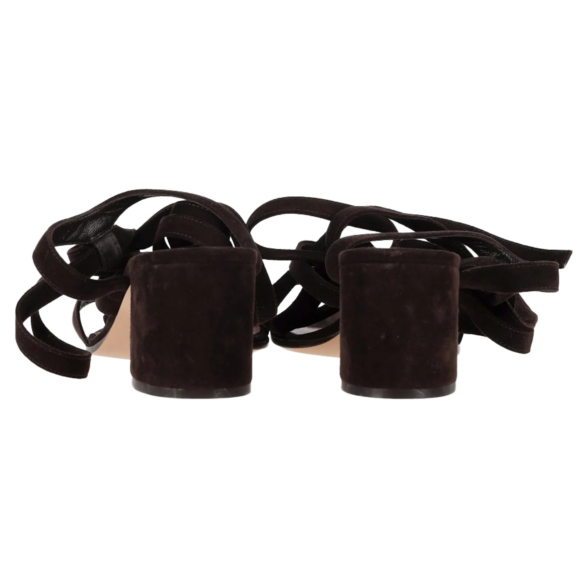 Gianvito Rossi Strappy Block-Heel Sandals in Brown Suede