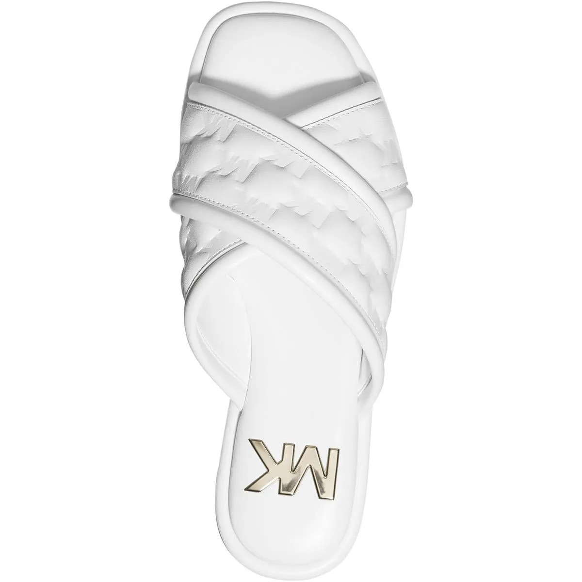 Gideon Womens Faux Leather Criss-Cross Front Slide Sandals