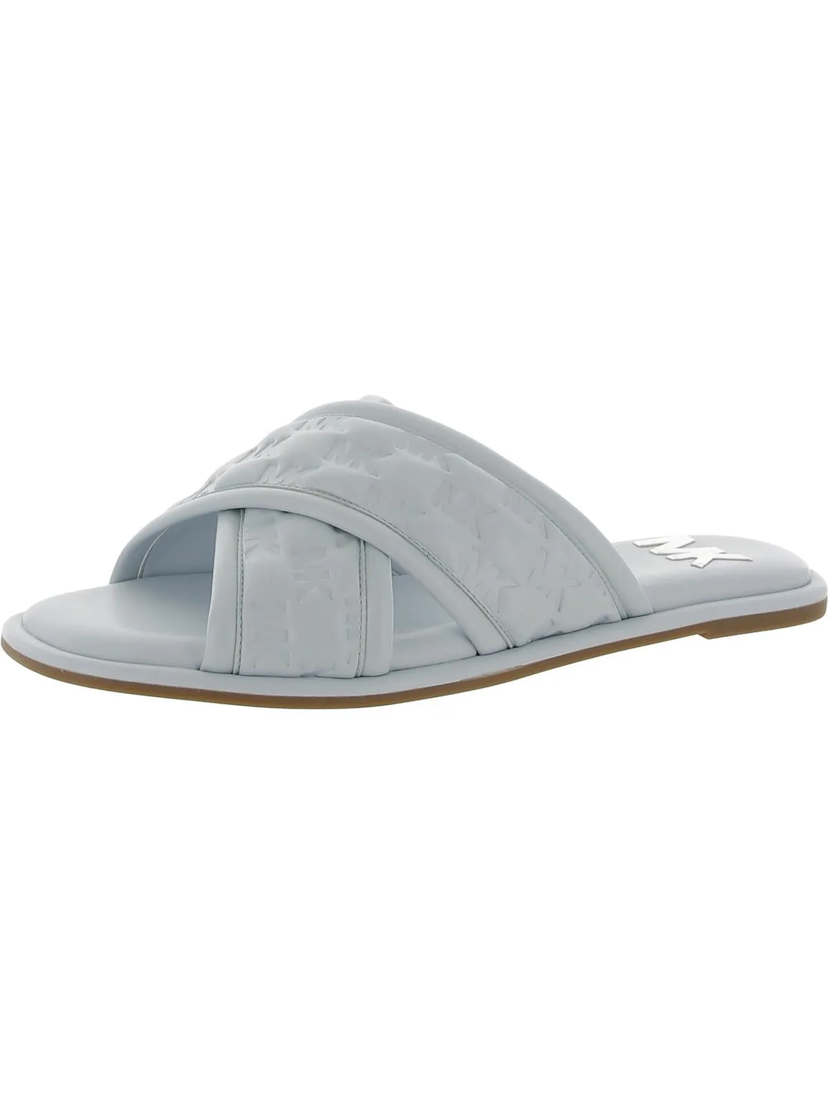 Gideon Womens Faux Leather Criss-Cross Front Slide Sandals