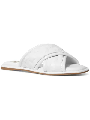 Gideon Womens Faux Leather Criss-Cross Front Slide Sandals