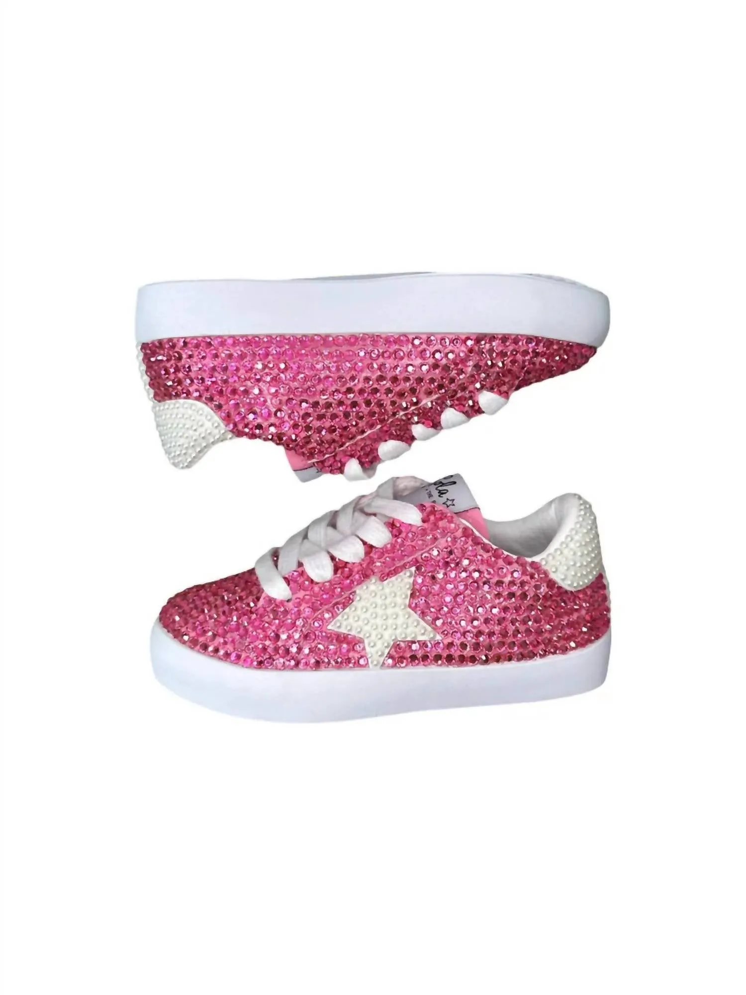 Girl's Diamonds And Pearls Sparkle Sneakers In Pink
