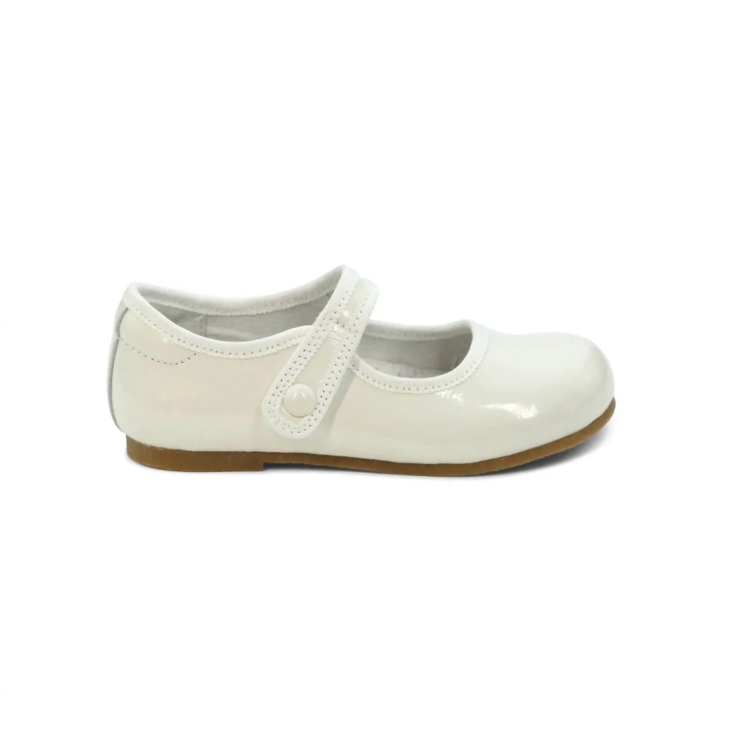 Girl's Renata Button Mary Jane Shoes In Patent Ivory