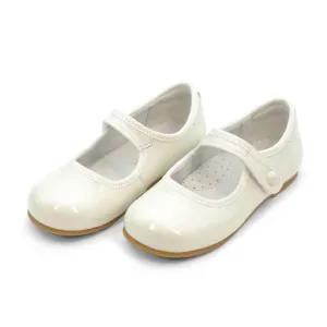 Girl's Renata Button Mary Jane Shoes In Patent Ivory