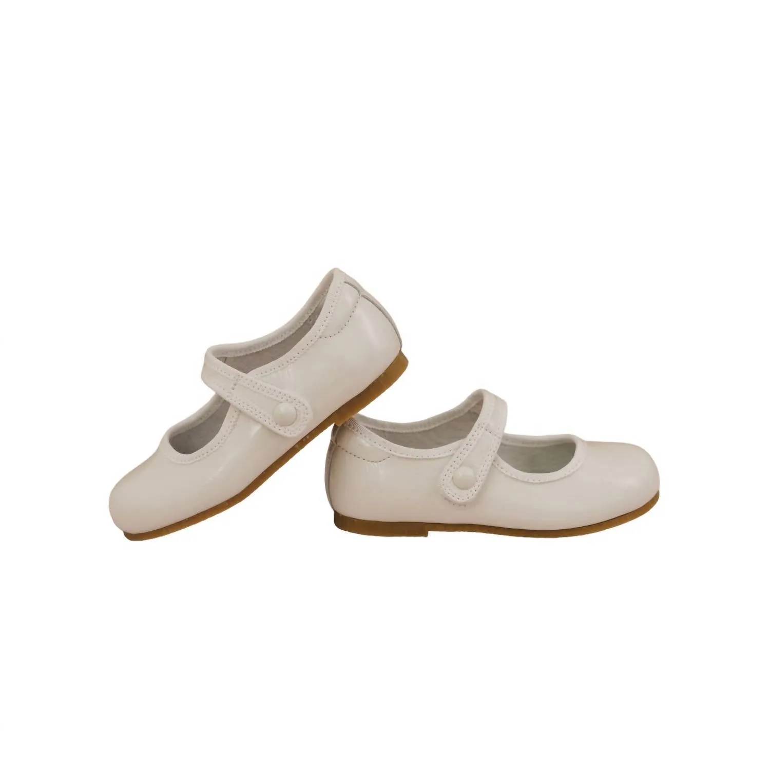 Girl's Renata Button Mary Jane Shoes In Patent Ivory