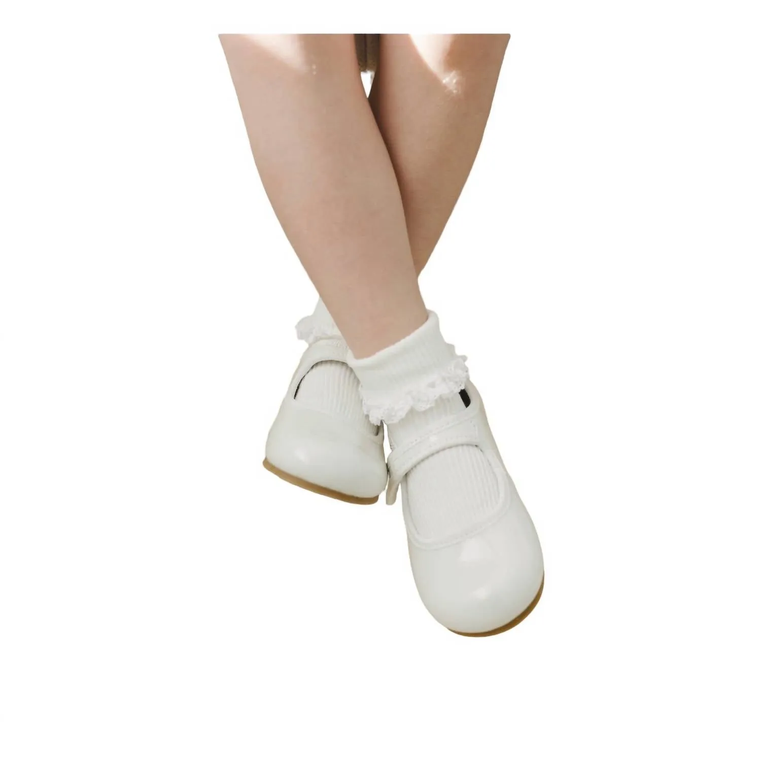 Girl's Renata Button Mary Jane Shoes In Patent Ivory