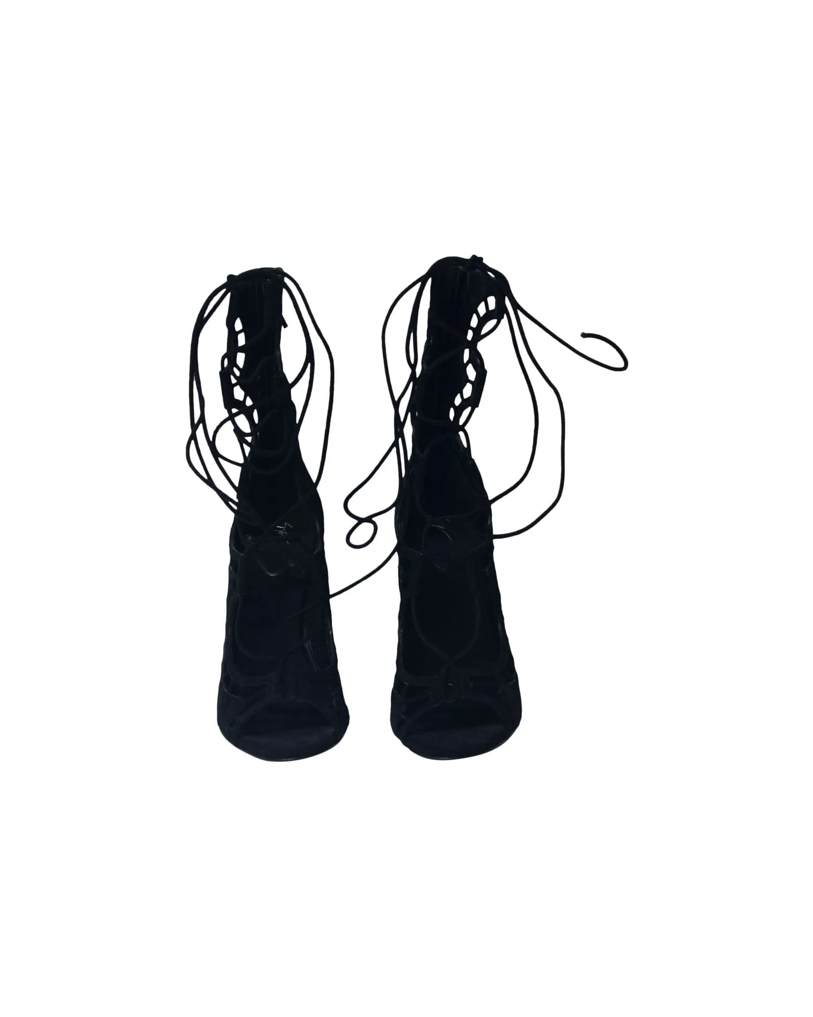 Giuseppe Zanotti Lace Up Gladiator Heels in Black Suede