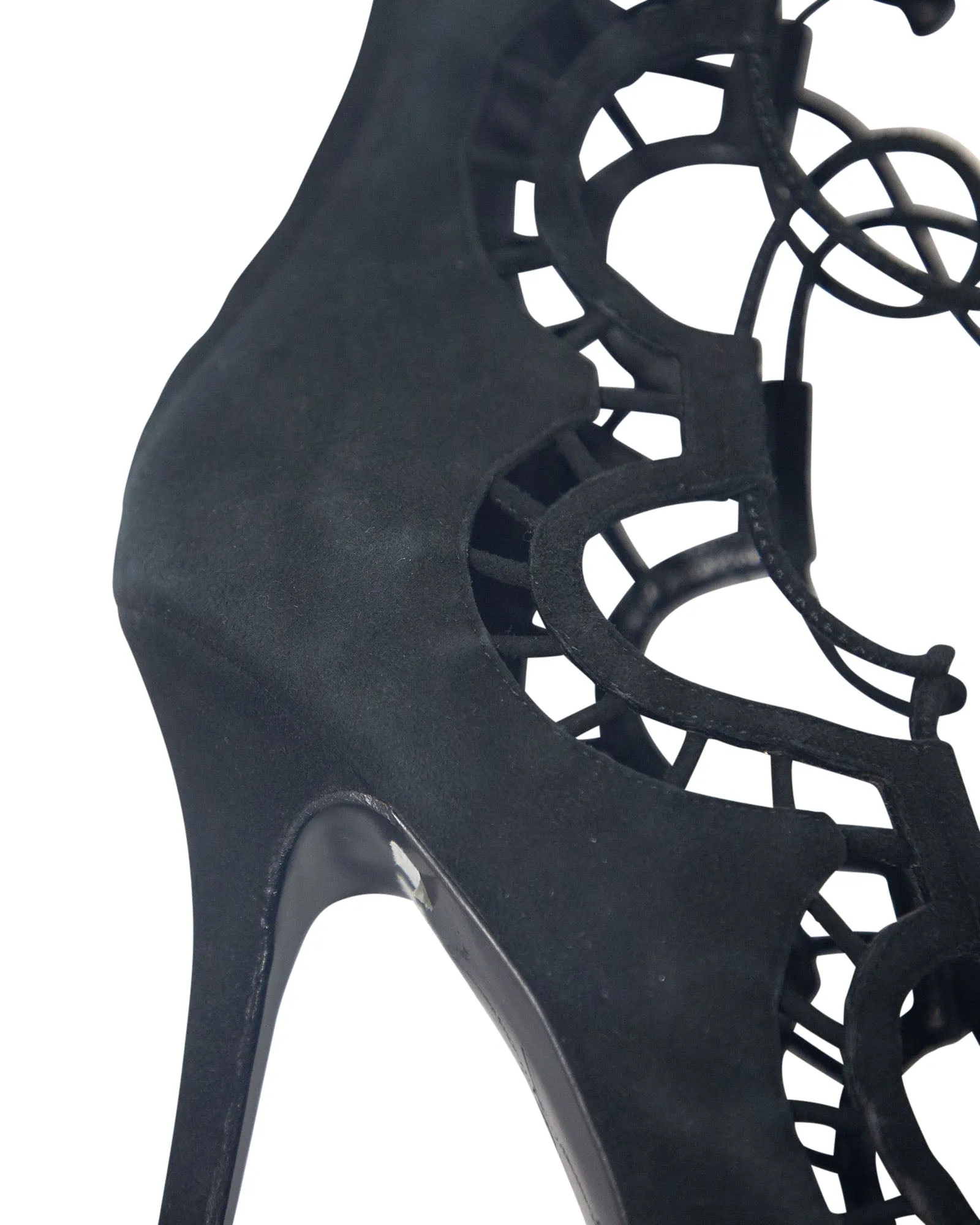 Giuseppe Zanotti Lace Up Gladiator Heels in Black Suede