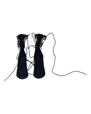 Giuseppe Zanotti Lace Up Gladiator Heels in Black Suede