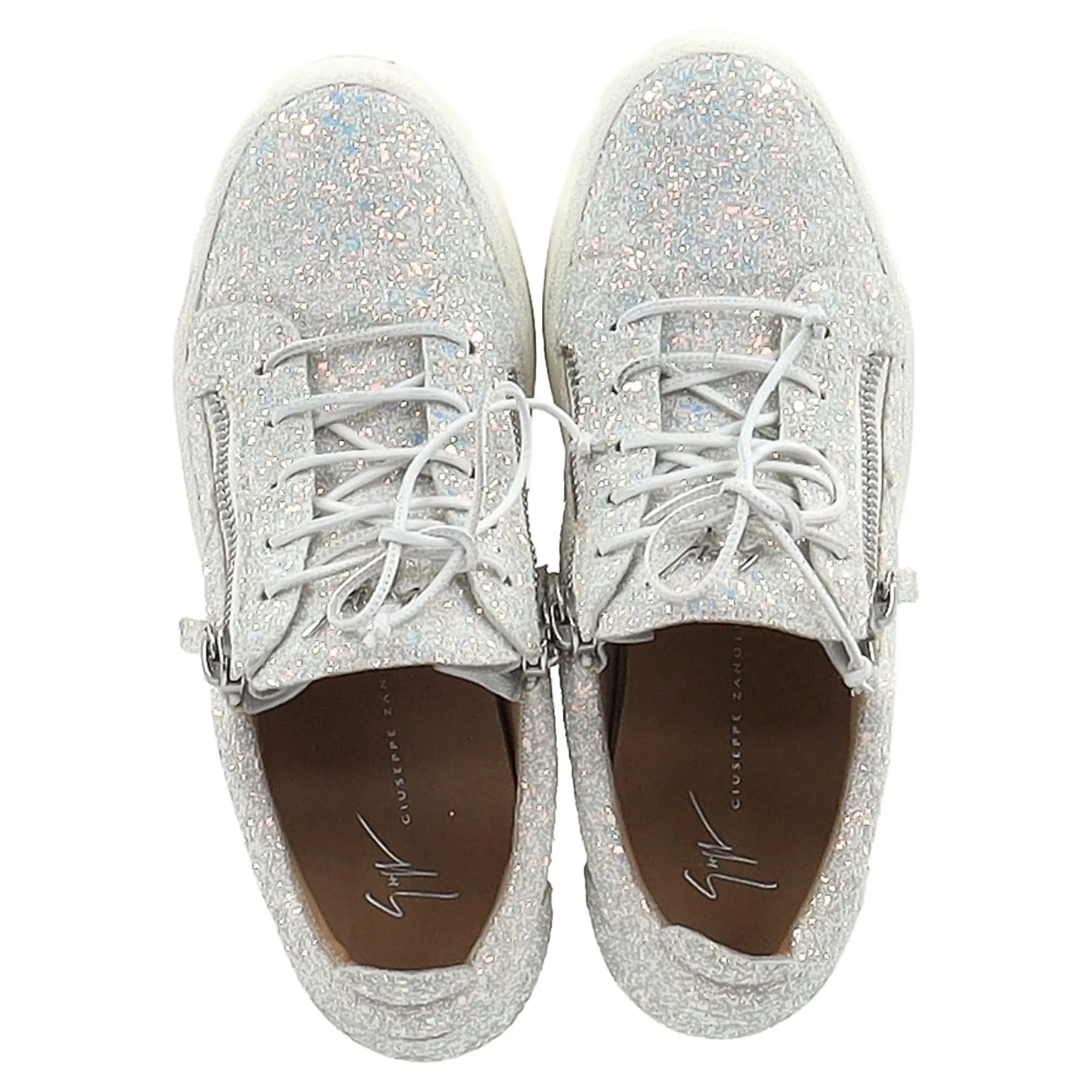 Giuseppe Zanotti May London Sneakers in White Glitter