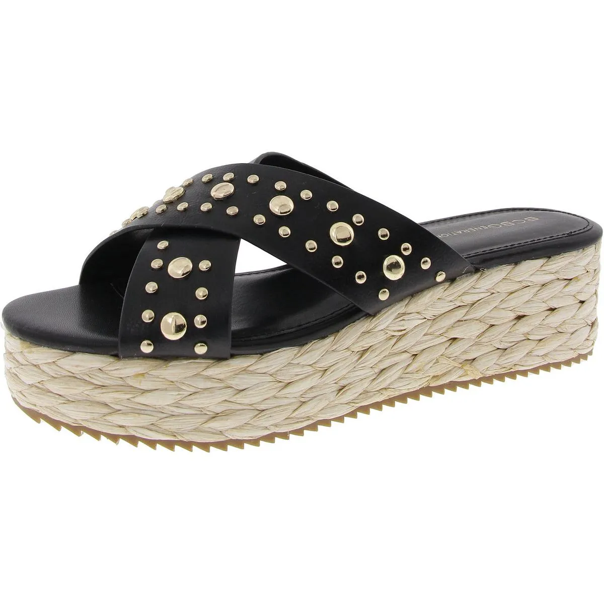 GLADDA Womens Faux Leather Crisscross Platform Sandals