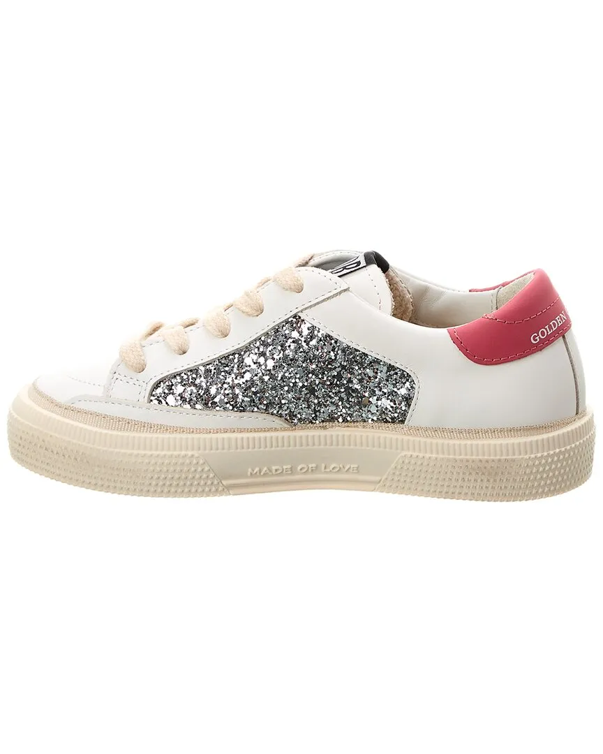 Golden Goose May Leather & Glitter Sneaker