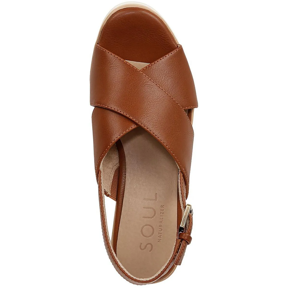 GOODTIMES SL Womens Faux Leather Round toe Wedge Sandals