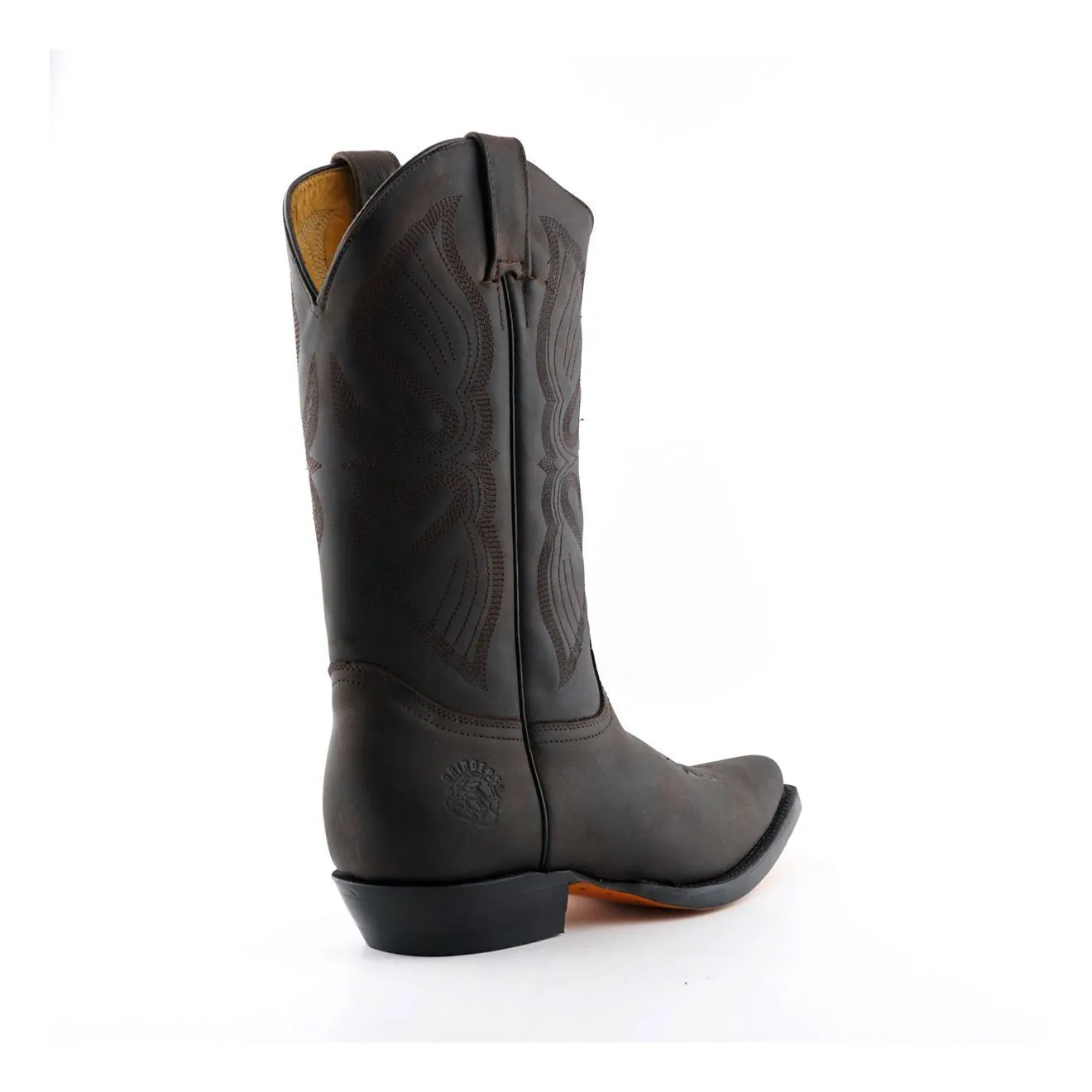 Grinders Mens Brown Cowboy Leather Boots- Louisiana