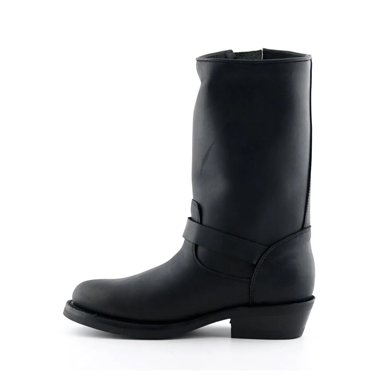 Grinders Unisex Black Smooth Sole Western Leather Boots-Rebel