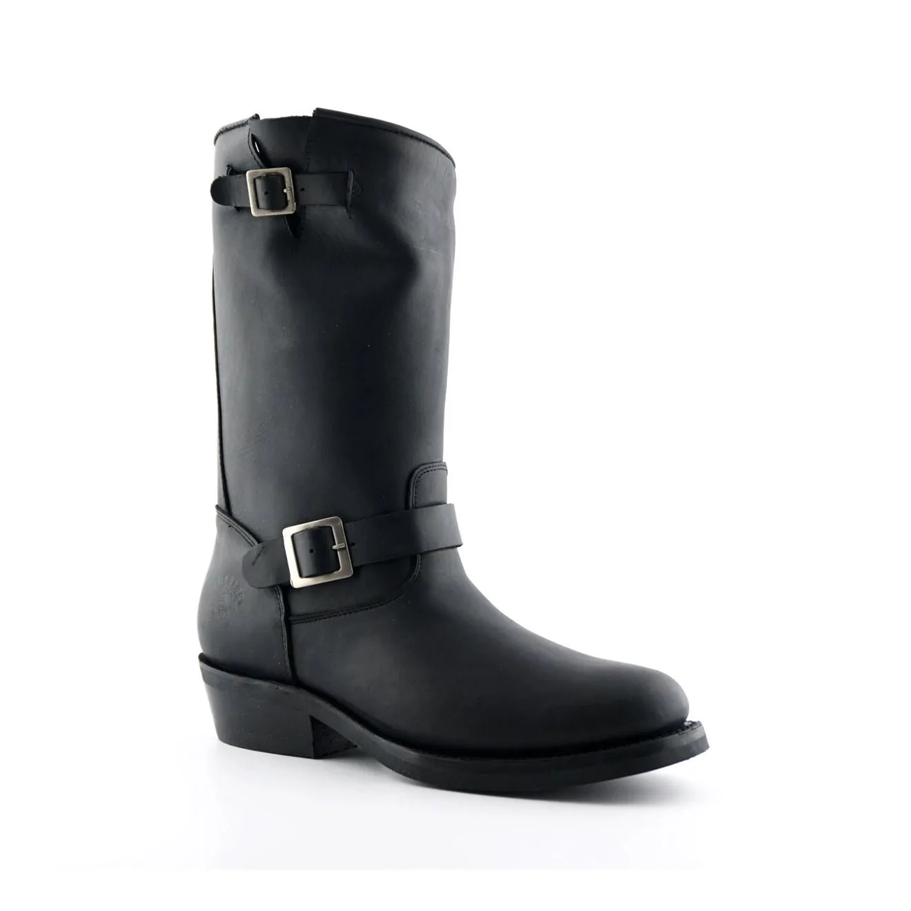 Grinders Unisex Black Smooth Sole Western Leather Boots-Rebel
